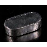 An 18th century silver snuff box, presented to Captain John Roberts, indistinct hallmarks for