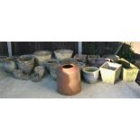 A large quantity of stoneware garden planters, together with a Sankey & Son terracotta rhubarb