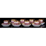 An early 19th century set of eight pink lustre coffee cans and matching saucer dishes, marked 177 to