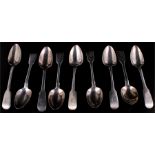 nine Georgian Irish hallmarked teaspoons, three different dates and makers. 205gms.