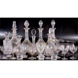 Eight antique decanters, and a quantity of other glassware.​