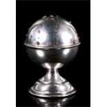 An early 20th century silver pin holder of globular form, Birmingham 1910 and makers mark for Joseph