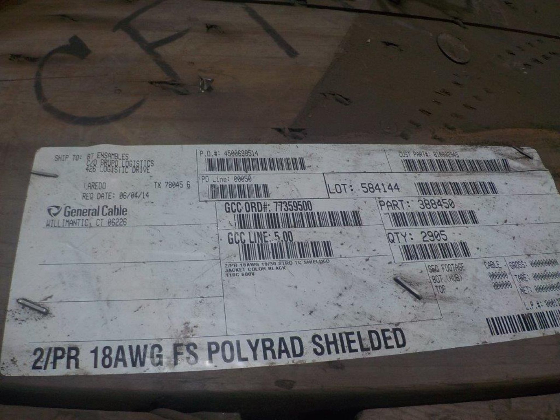 lot: wire / fils: # 18 AWG, 2 pr, shielded (800') - Image 2 of 3