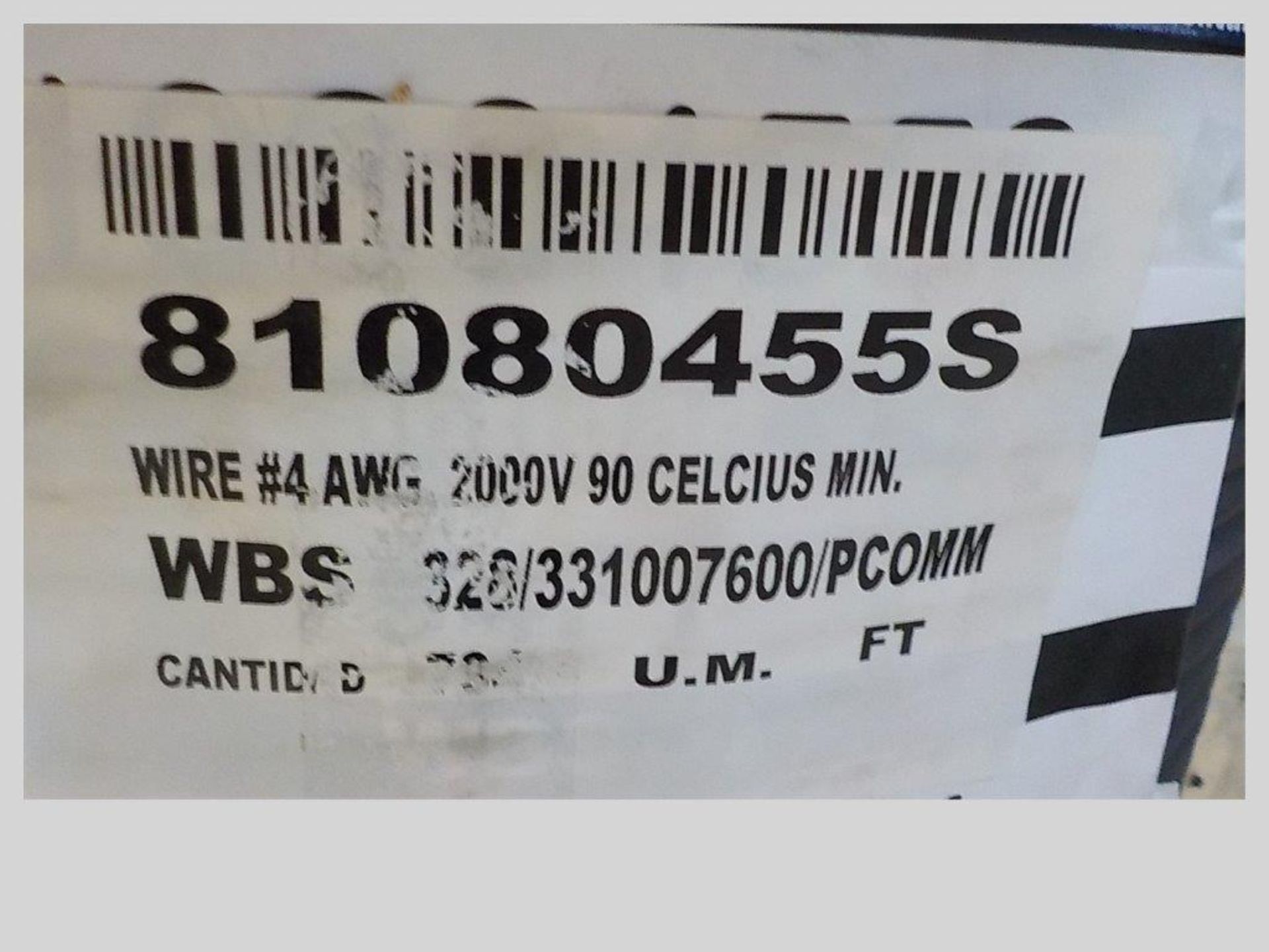lot: wire / fils: # 4 AWG, 2000V, 90 celcius min. (794') - Image 2 of 2