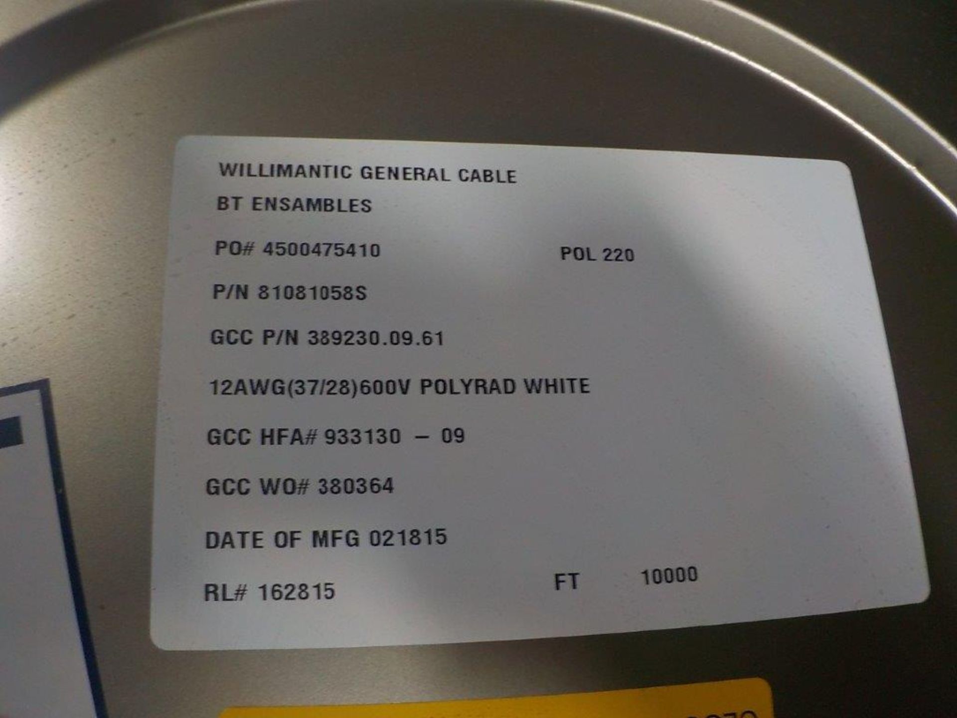 lot: wire / fils: # 12 AWG, 37/28, 600V (10,000') - Image 2 of 2