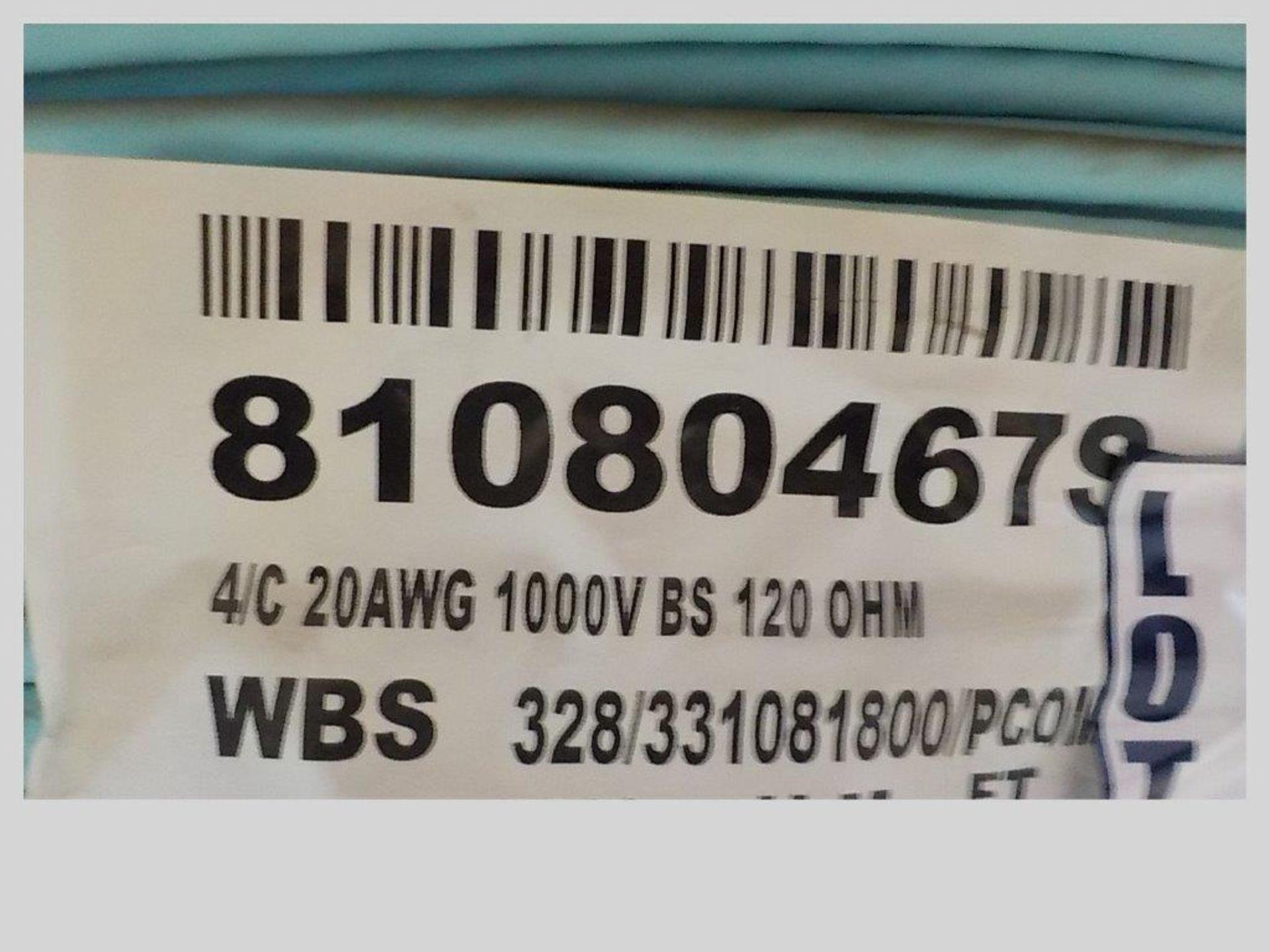 lot: wire / fils: # 4/C, 20 AWG, 1000V, BS, 120 ohm (2,833') - Image 2 of 2