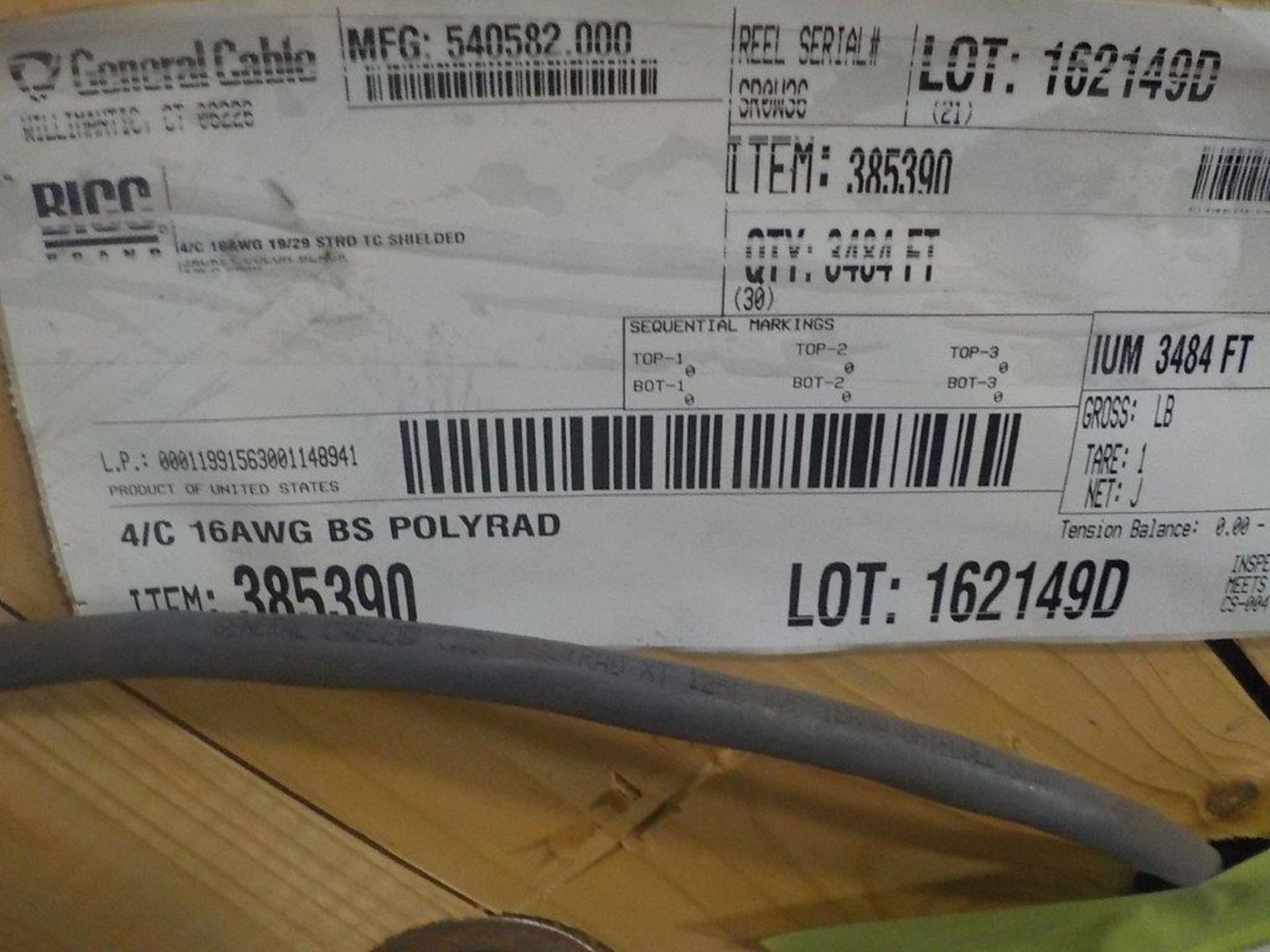 lot: wire / fils: multiconductor, 4-16 AWG, 600V, (3,484') - Image 2 of 2