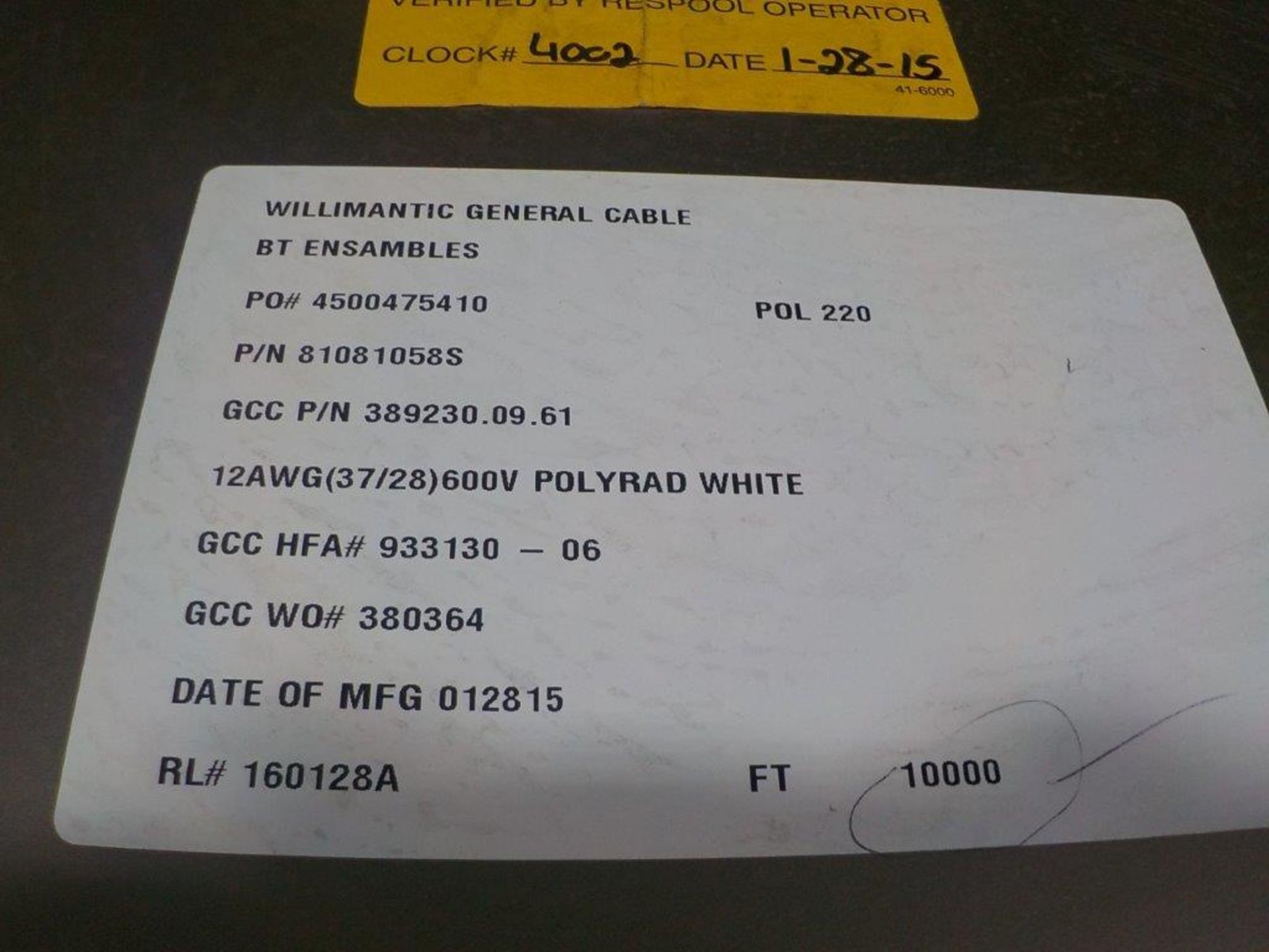 lot: wire / fils: # 12 AWG, 37/28, 600V (10,000') - Image 2 of 2