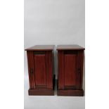 A pair of 20th century mahogany pot cupboards, each with adjustable shelf, 72cm high, 39cm long,