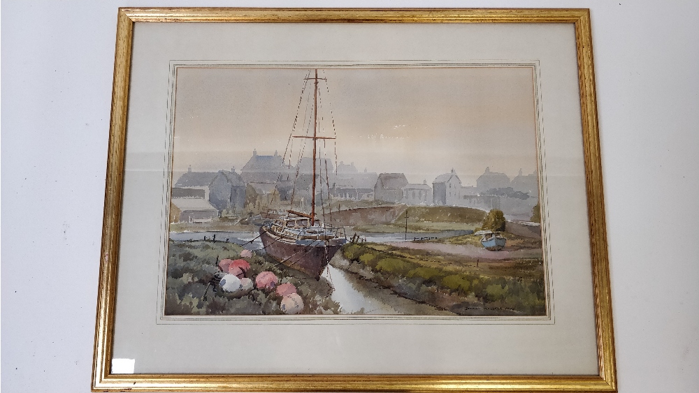 A 20th century watercolour of Abersoch, Wales by Donald Russell, signed lower 1980, 35cm x 51cm