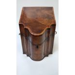A George III inlaid mahogany knife box, of Serpentine form, 38cm high, 25cm long, 29cm deep