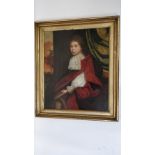 An 18th century English oil on canvas portrait of a seated boy, seated holding a book on grammar, in