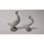 A Lladro figure of a goose, along with Nao figure of a goose