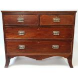 A 19th century mahogany chest of drawers with original drop handles on bracket feet, 84cm high,