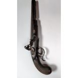 A 19th century flintlock percussion pistol, with a walnut grip by Ryan & Watson