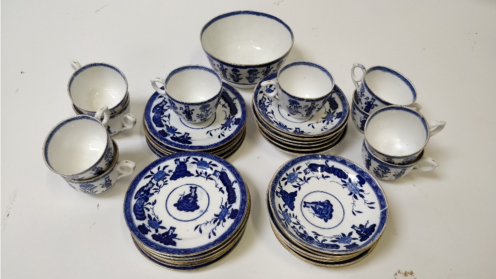 A collection of early 20th century blue and white teaware