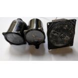 Three military gauges, possibly from Lancaster and Spitfire