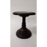 A Victorian mahogany adjustable table stand, with a turned stem and base, 32cm high
