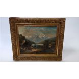 A late 19th century oil on panel of Zillerthal, Austrian mountains by F. Becker, 37cm x 49cm