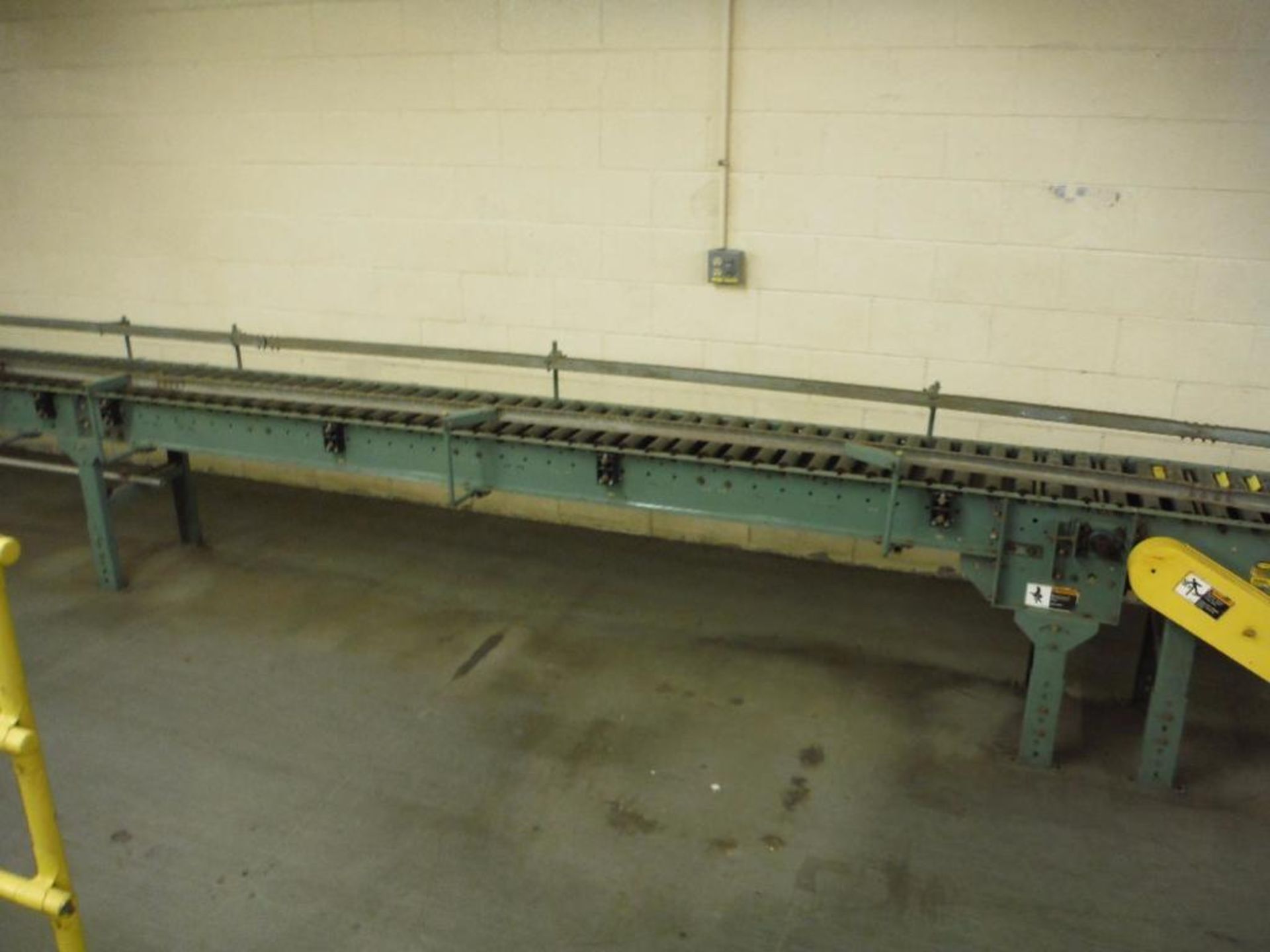 Hytrol powered roller conveyor, 126 ft. long x 15 in. wide, with (2) 90 degree turns, motors and - Image 10 of 13