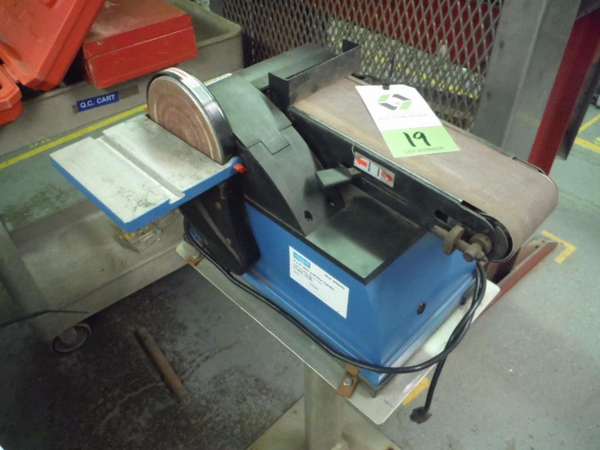 Scheppach 4 x 6 in. belt and disc sander, SS stand ** Rigging Fee: $25 **