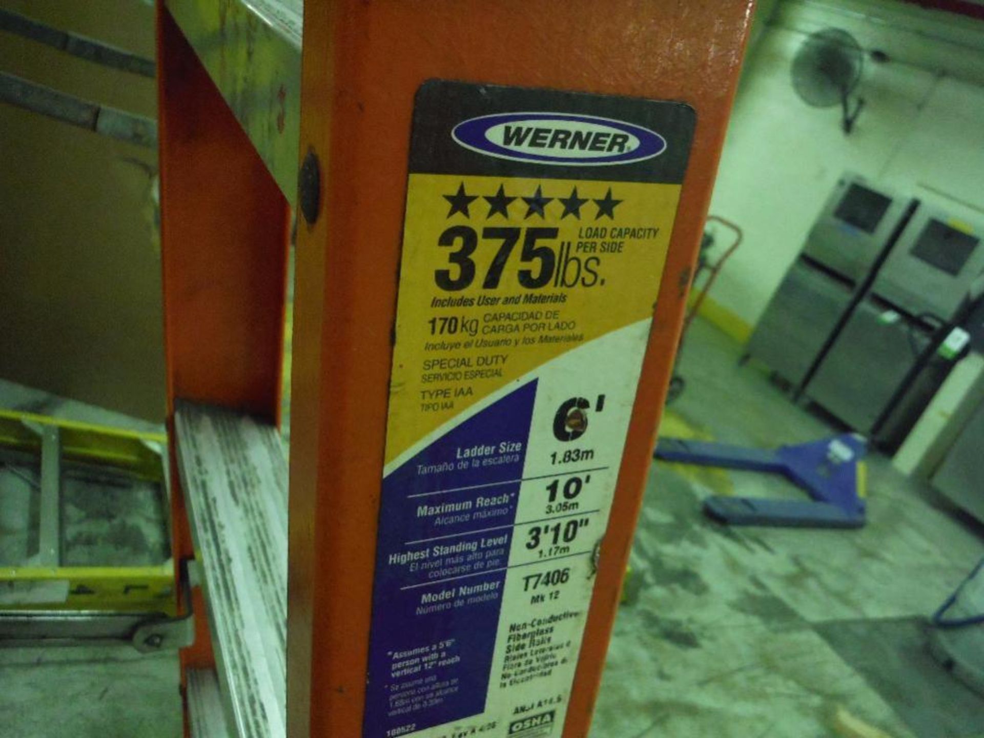 Werner 6 ft. fiberglass step ladder (EACH) ** Rigging Fee: $10 ** - Image 3 of 3