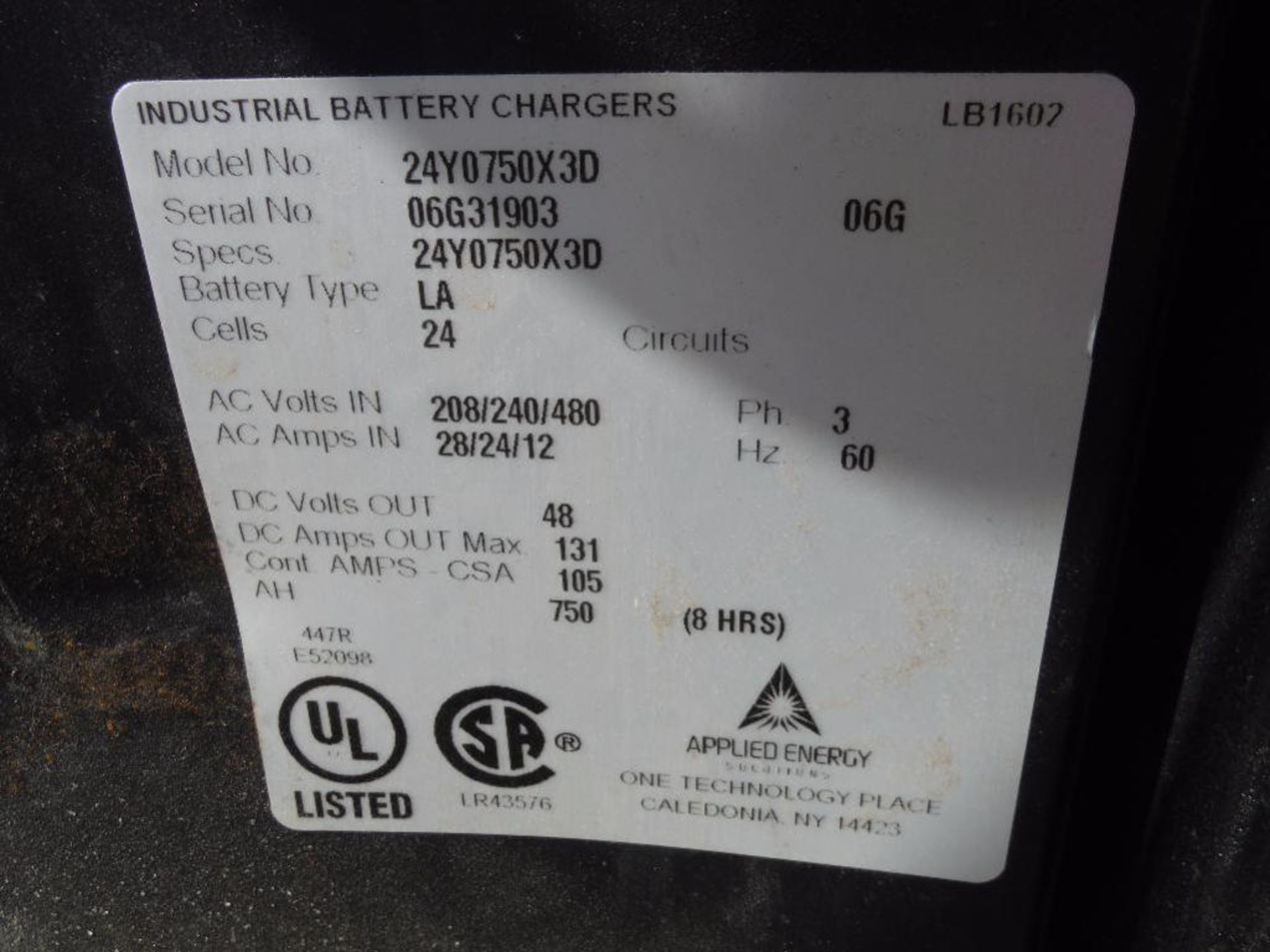 Exide 24 volt battery charger, (2) workhouse 48 volt battery chargers ** Rigging Fee: $25 ** - Image 8 of 10