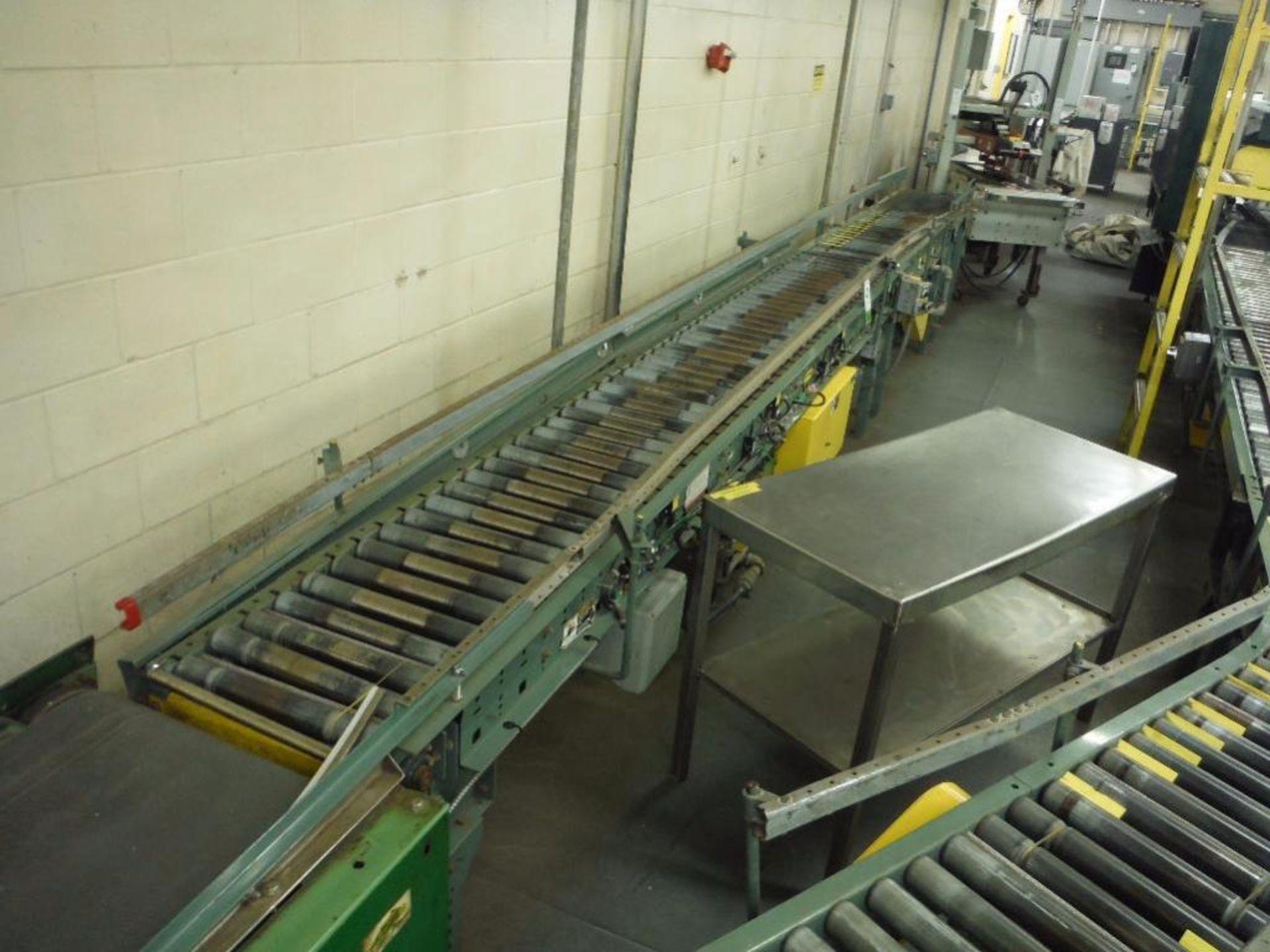 Hytrol powered roller conveyor, 19 ft. long x 15 in. wide, motor and drive, mild steel frame **