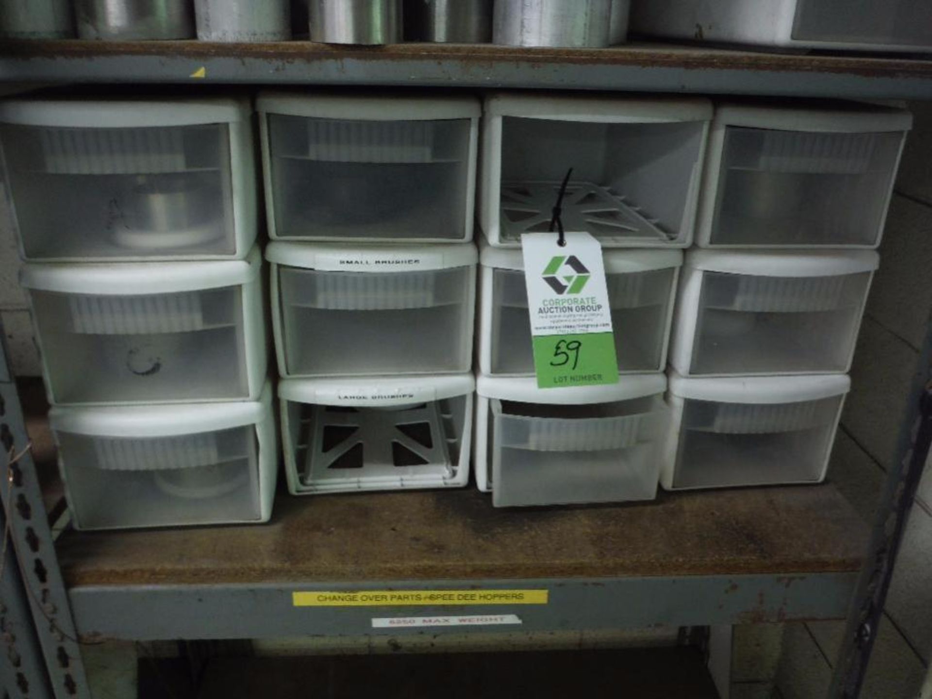 3 sections of shelving 108 in. long x 19 in. wide x 78 in. tall, no contents ** Rigging Fee: $75 **