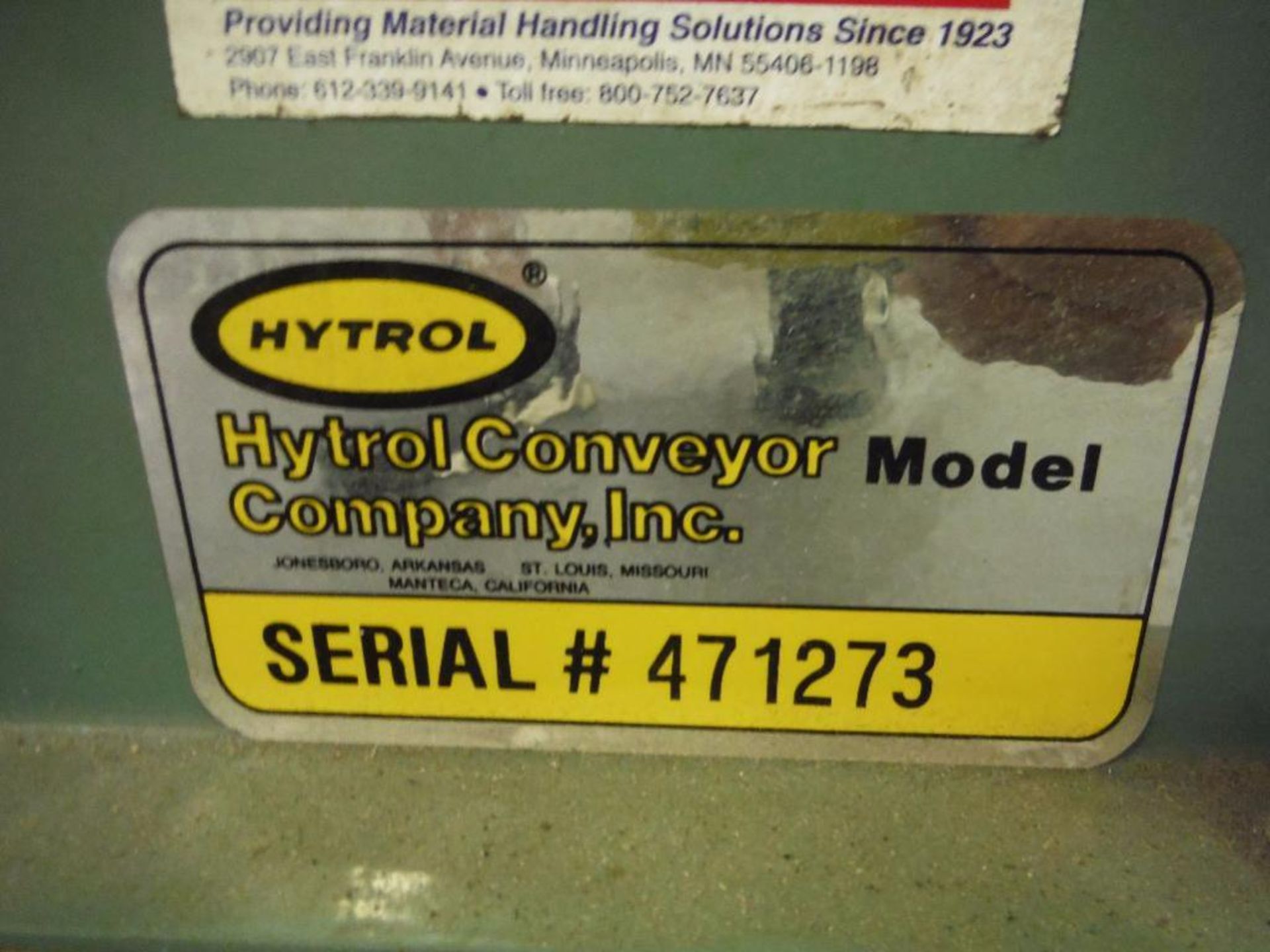 Hytrol powered roller conveyor, 22 ft. long x 15 in. wide, motor and drive, mild steel frame ** - Image 3 of 8