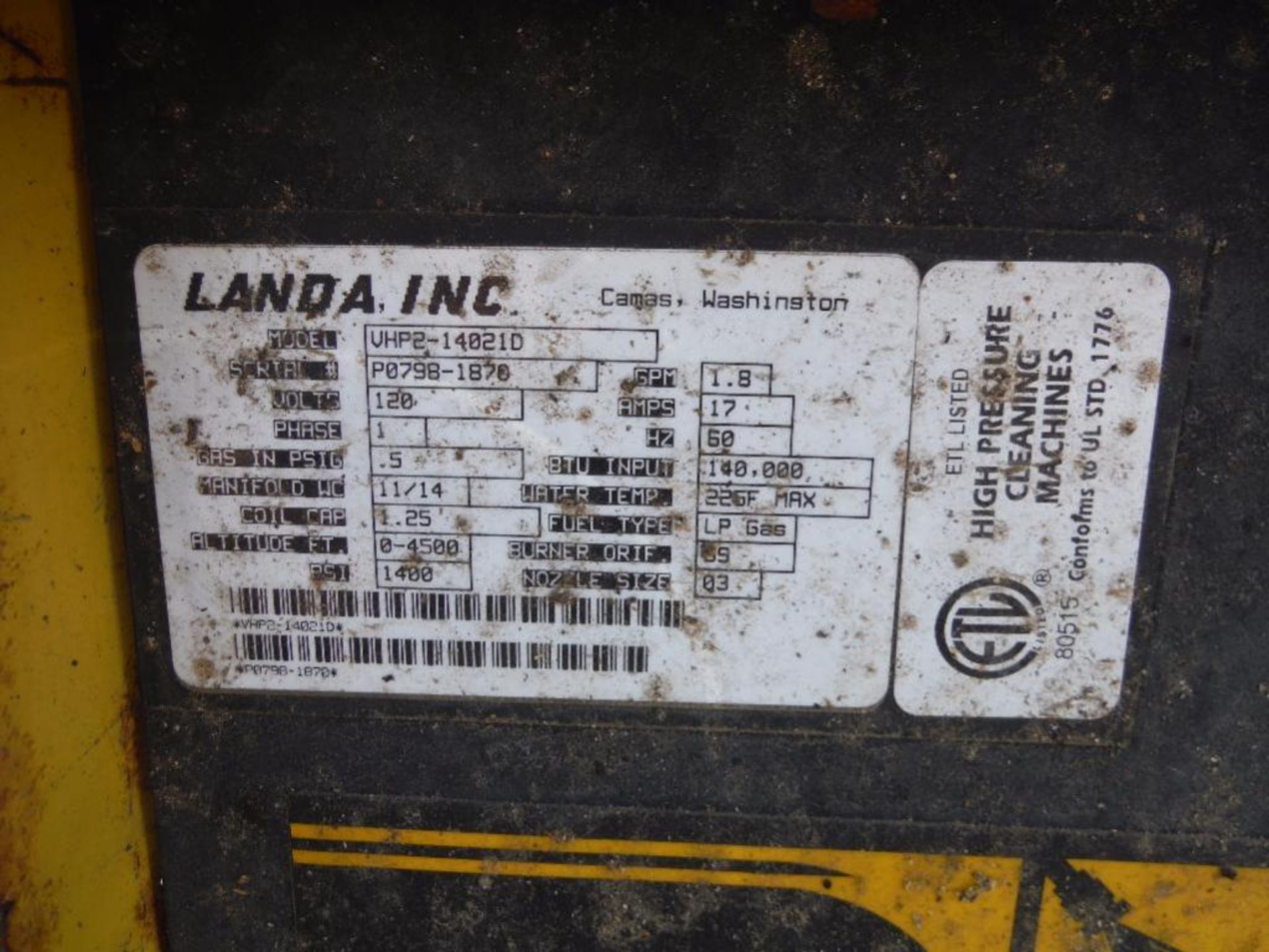 Landa steam cleaner, lp gas ** Rigging Fee: $25 ** - Image 4 of 4