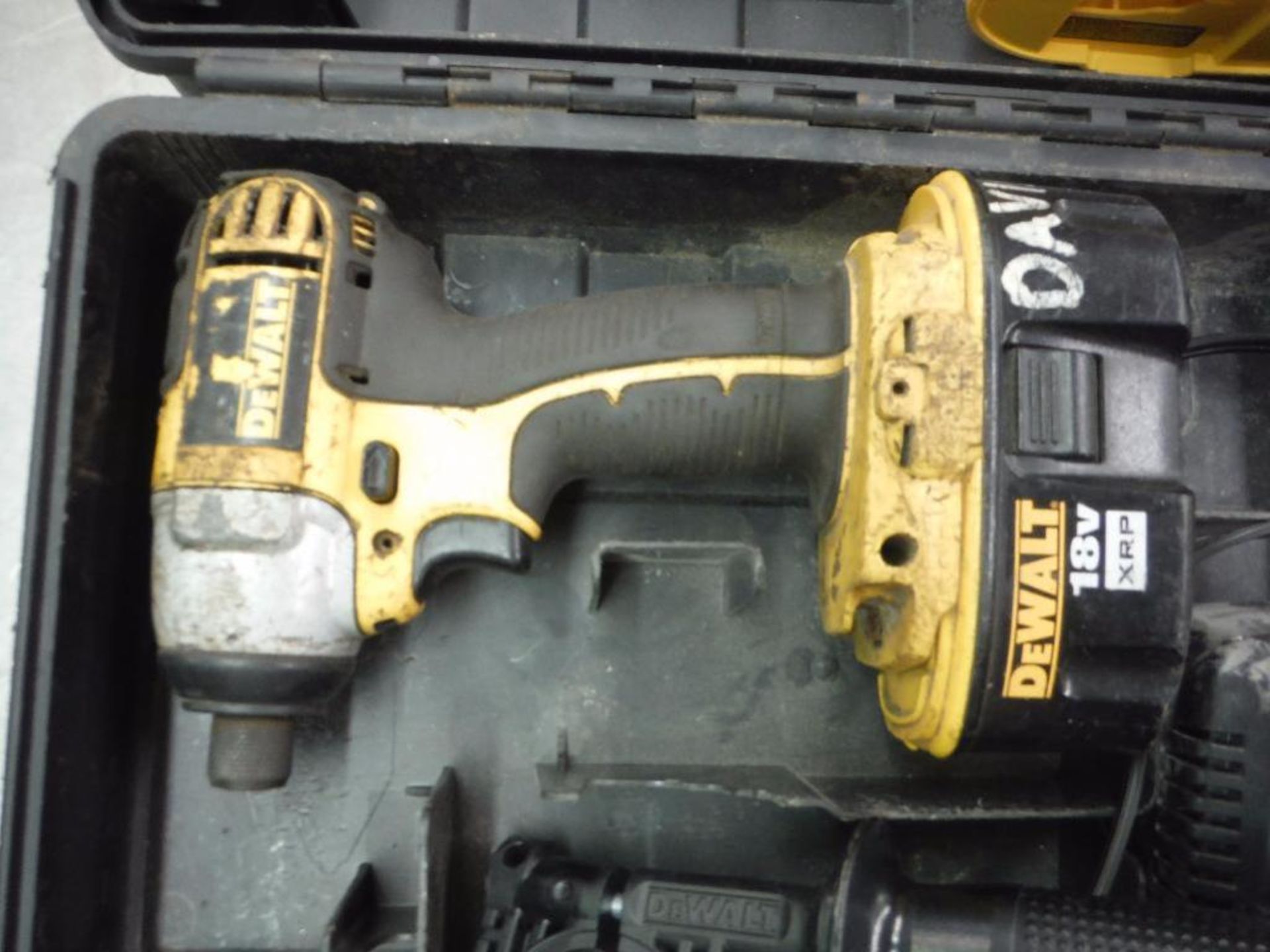 Dewalt 18 volt impact driver, drill, sawzall, light, battery, battery charger, case ** Rigging - Image 2 of 8