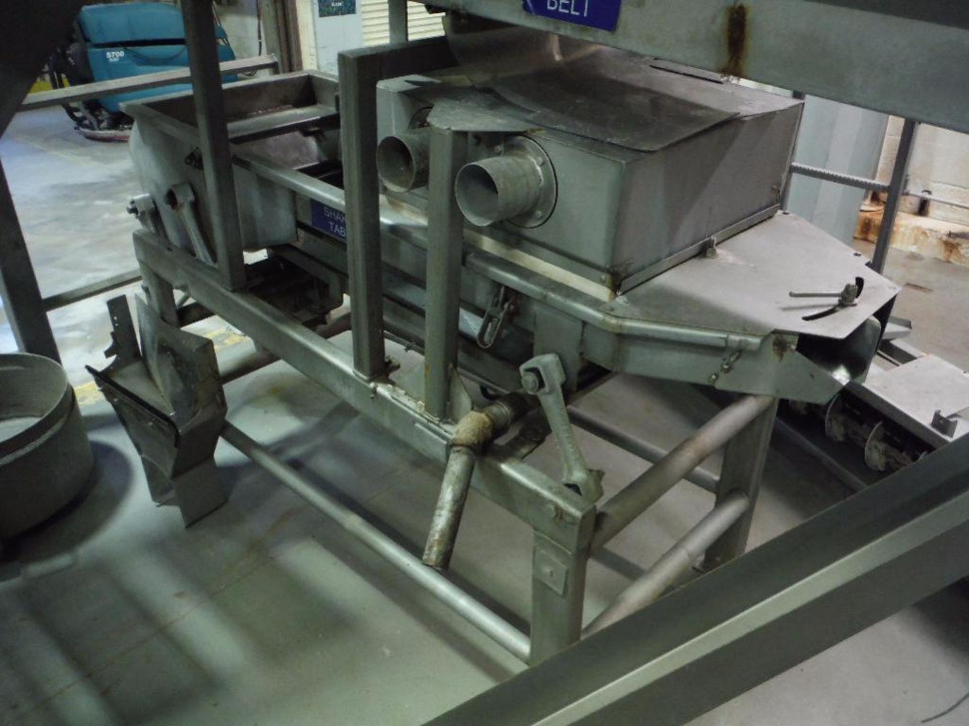 Lower vibratory conveyor, 60 in. long x 24 in. wide, top plastic belt conveyor, 84 in. long x 18 in. - Image 7 of 7