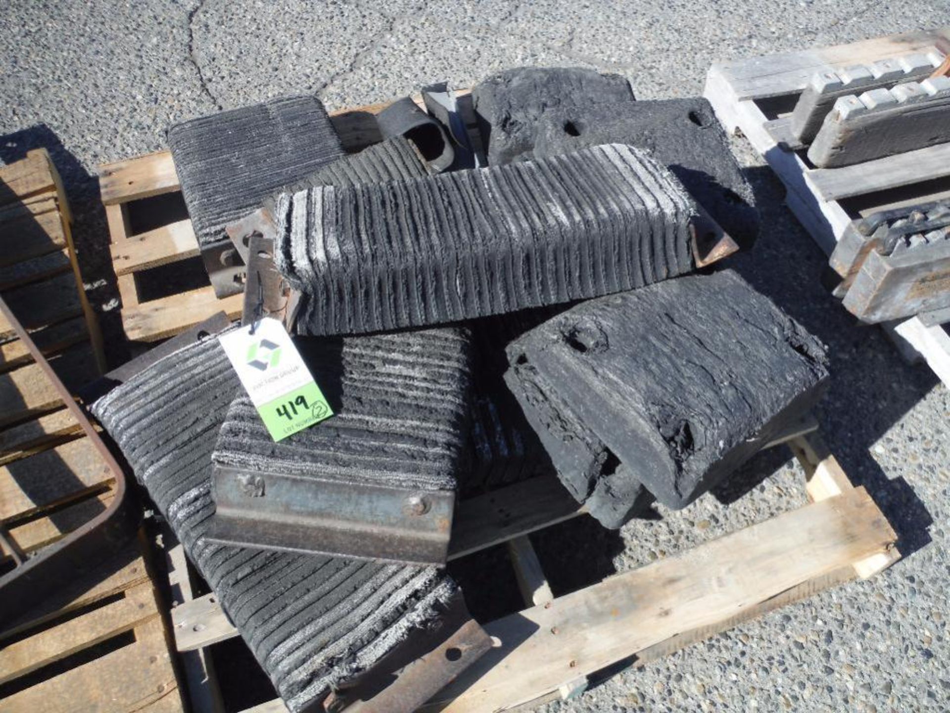2 pallets, dock bumpers, forklift headache rack ** Rigging Fee: $50 ** - Image 2 of 3