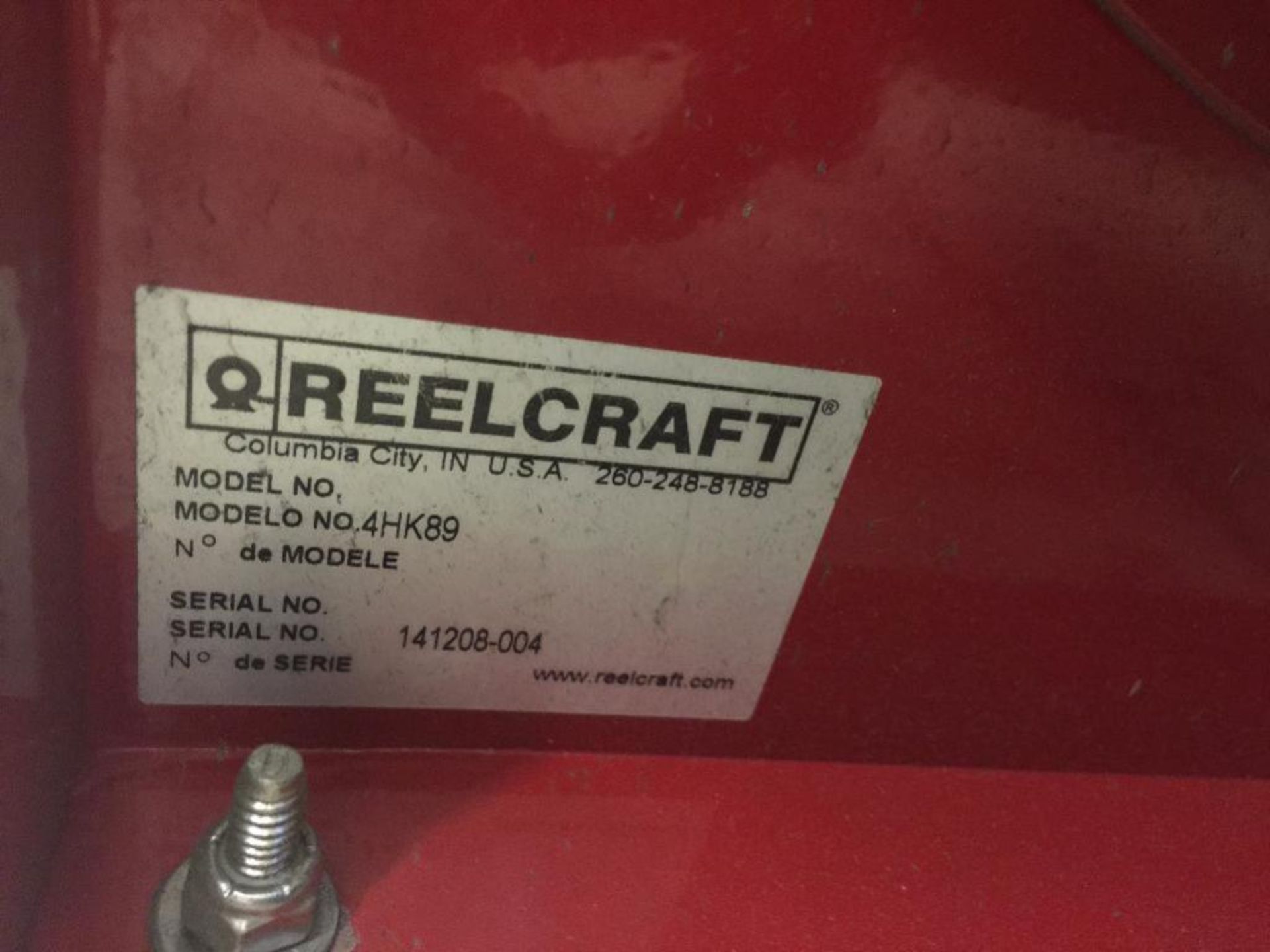 Reelcraft retractable hose reel, with air hose ** Rigging Fee: $15 ** - Image 3 of 3