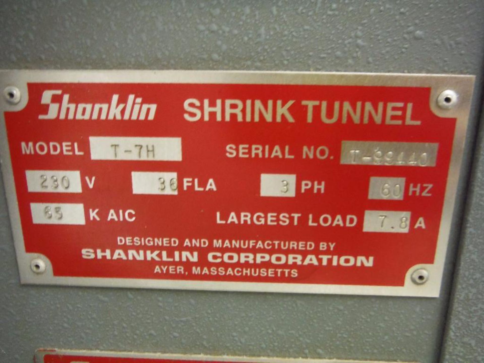 Shanklin shrink tunnel, Model T-7H, SN T-99440, tunnel 42 in. long x 15 in. wide x 12 in. - Image 7 of 7