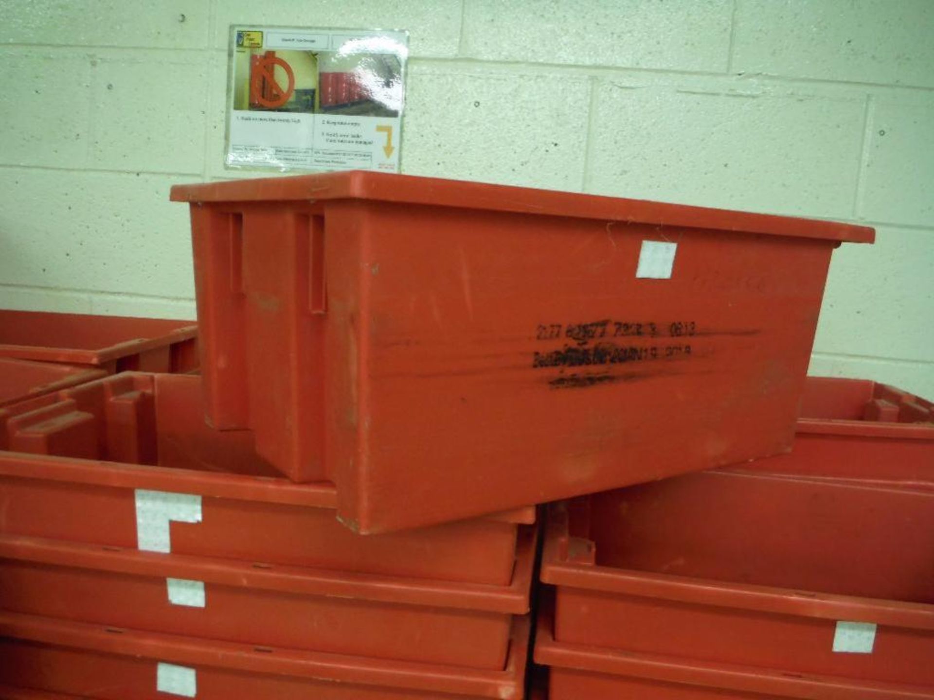 Approx. 140 stackable poly tubs, 19 in. long x 14 in. wide x 8 in. tall ** Rigging Fee: $50 ** - Image 3 of 4