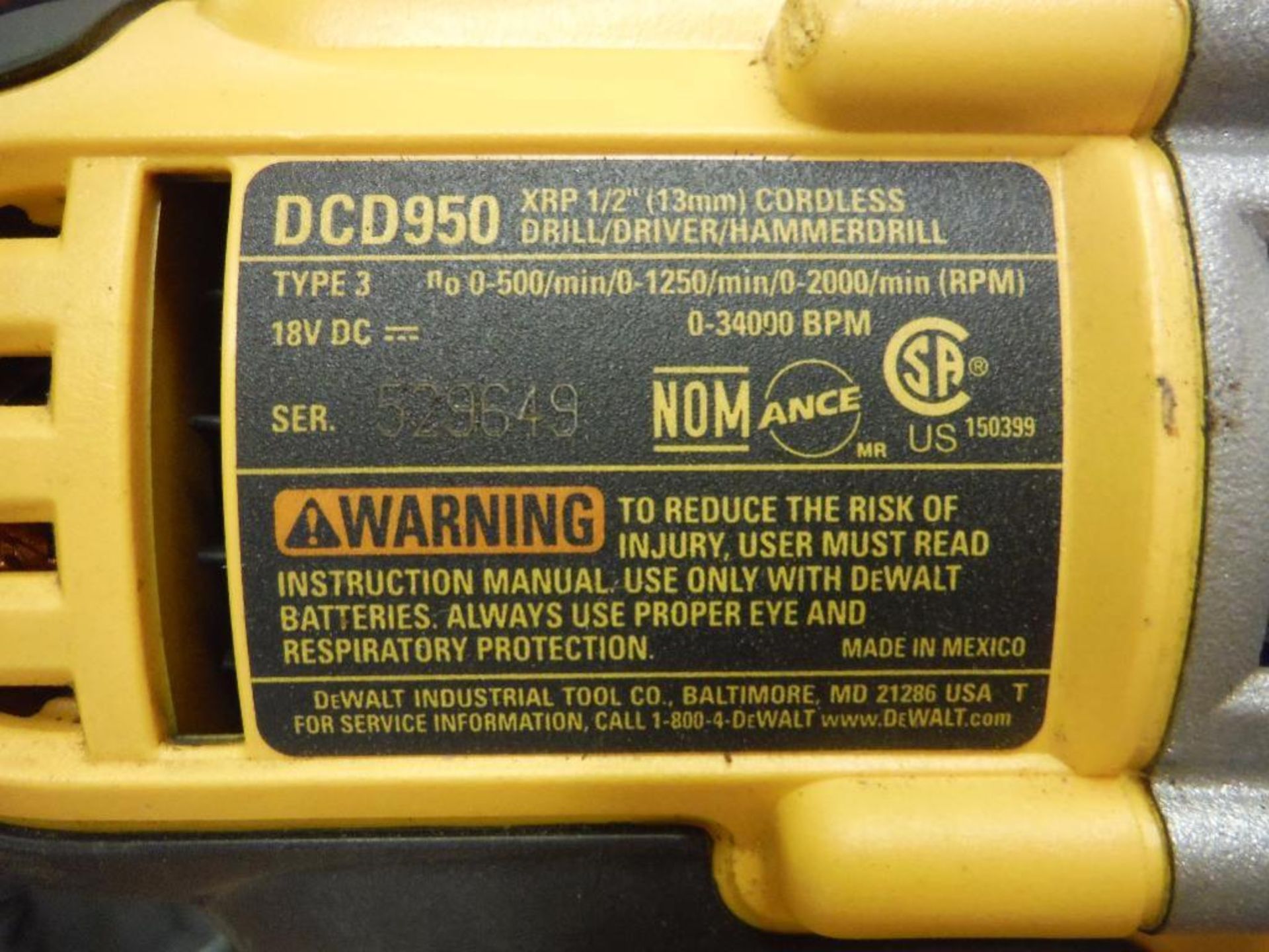 Dewalt 18 volt xrp cordless drill, battery, battery charger, case ** Rigging Fee: $5 ** - Image 3 of 3