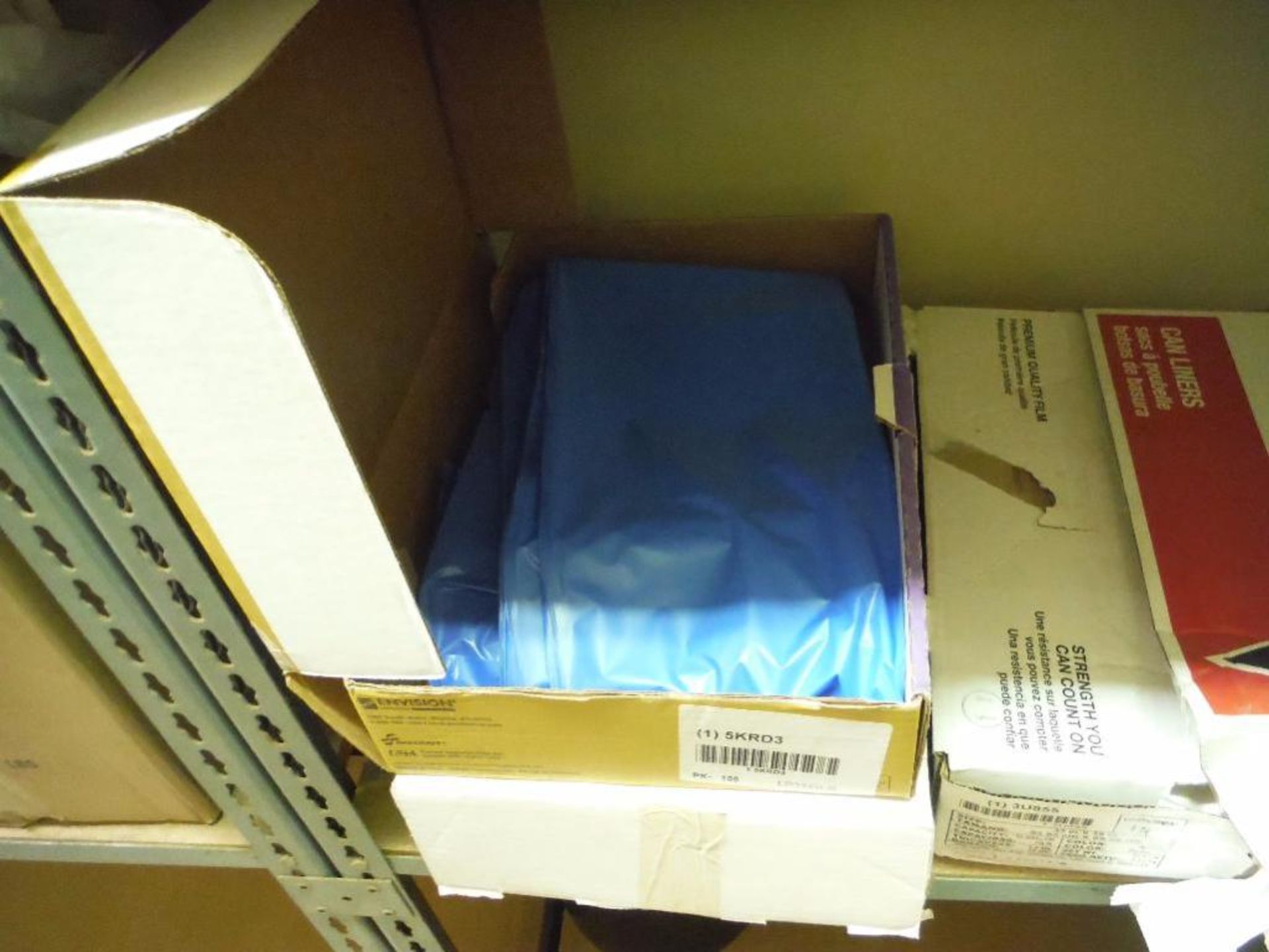 Contents of 4 sections of shelving, blue vinyl gloves, bouffant caps, ear plugs, safety wipes cotton - Image 13 of 13
