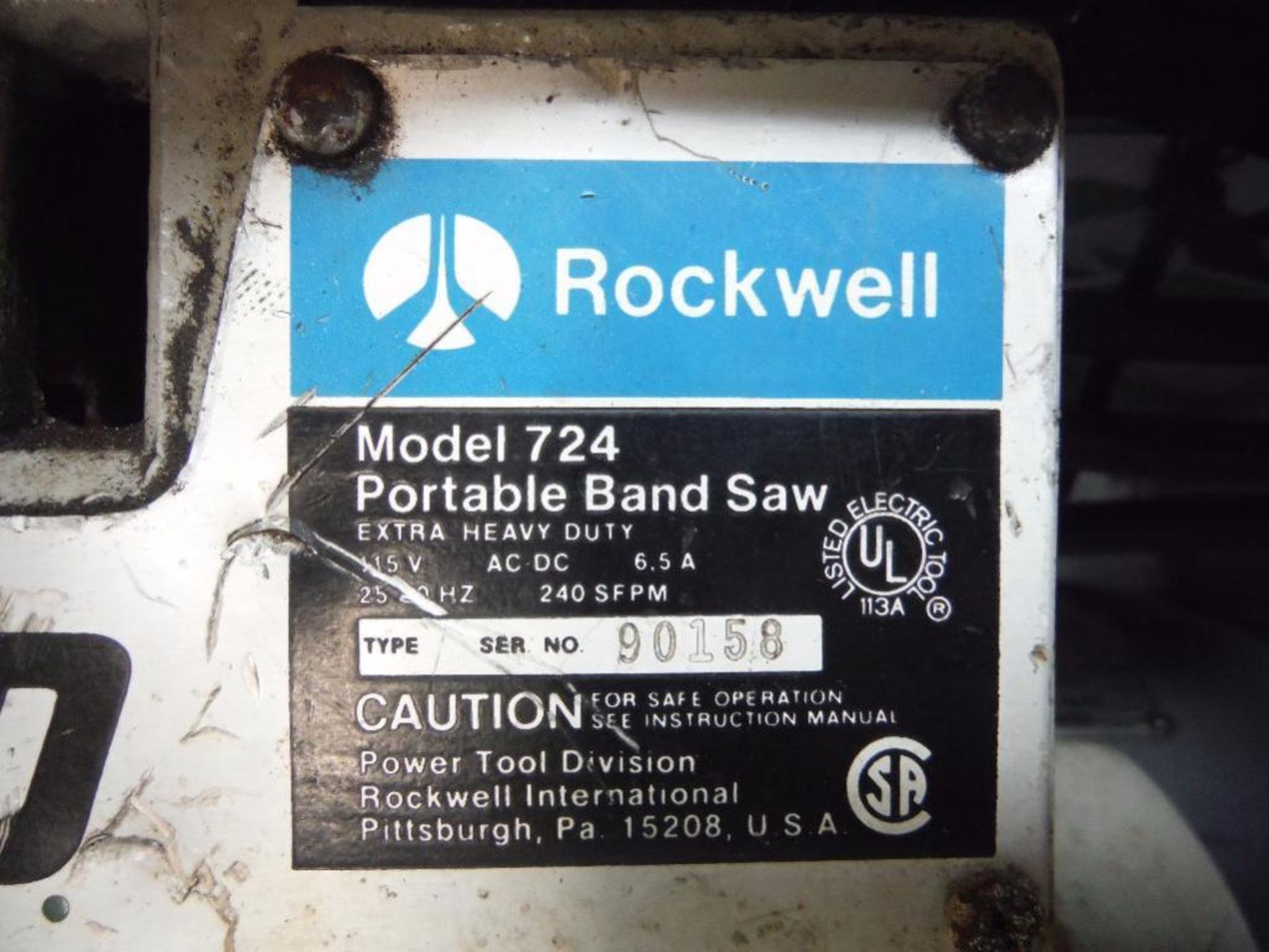 Rockwell portable band saw, Model 724 ** Rigging Fee: $5 ** - Image 3 of 4