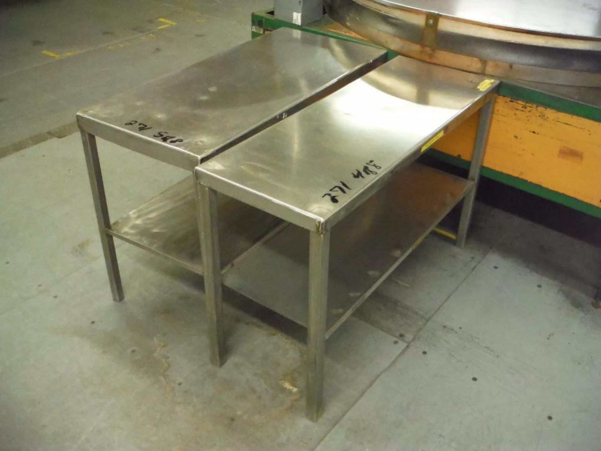 SS tables, all approx. 44 in. long x 16 in. wide x 32 in. tall (EACH) ** Rigging Fee: $25 ** - Image 4 of 8