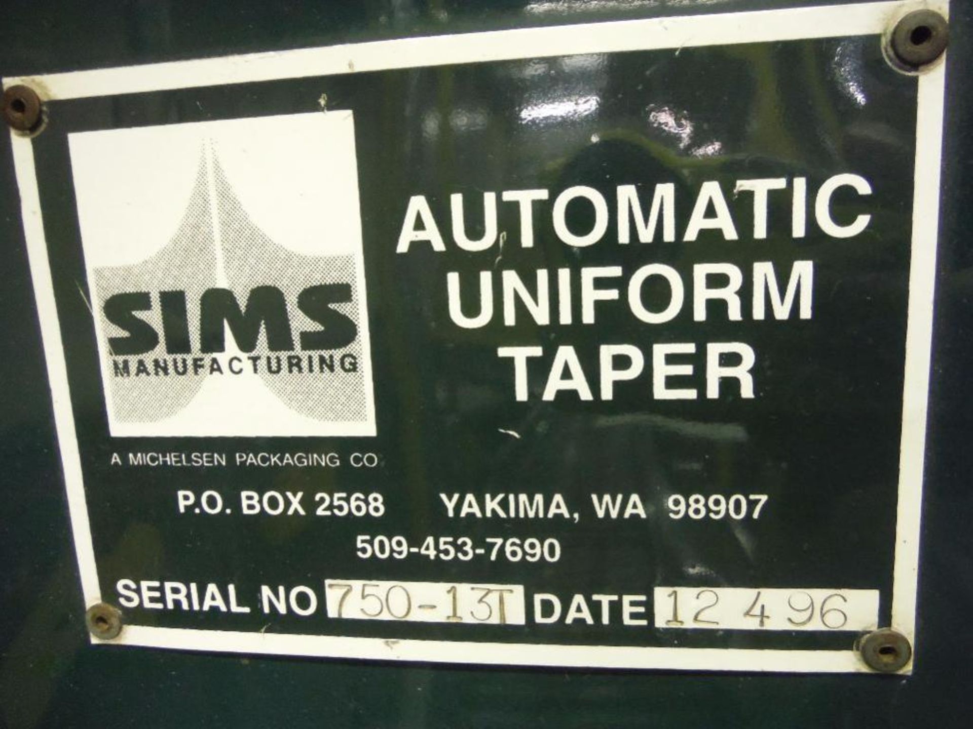 Sims automatic random taper, Model T-750, SN 750-13T, top and bottom, tail tucker ** Rigging Fee: $ - Image 3 of 6