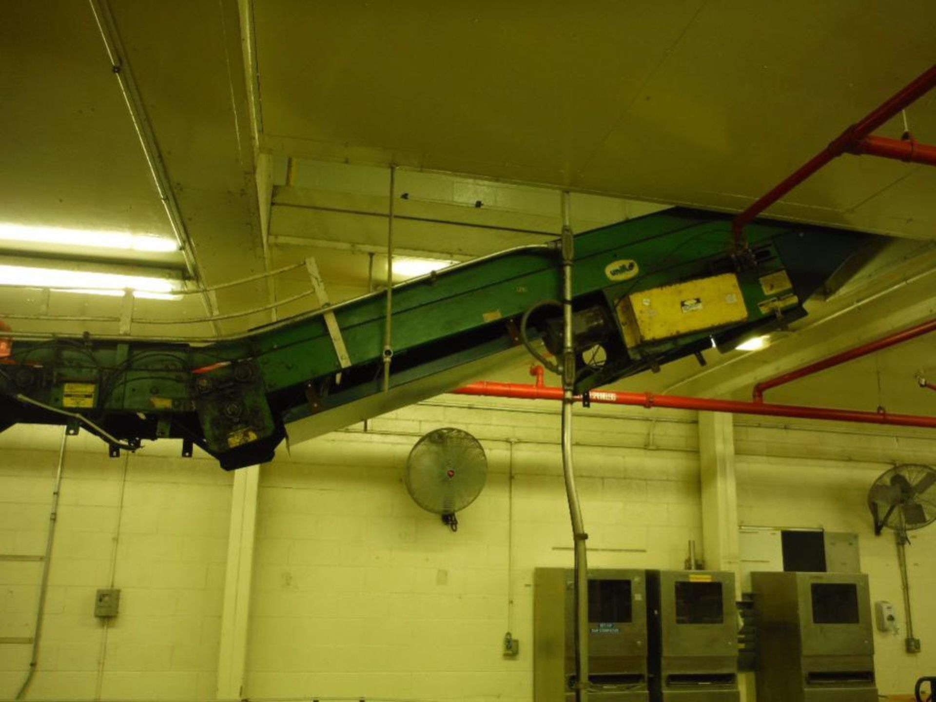 Uniflo decline rubber belt conveyor, 24 ft. long x 24 in. wide, motor and drive, mild steel frame, - Image 3 of 4
