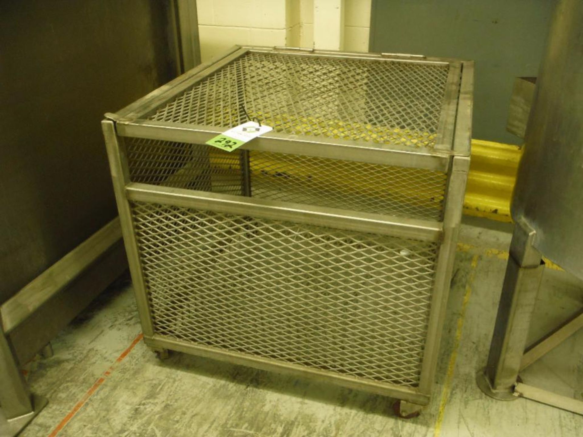 SS cage with hinged lid, 36 in. x 36 in. x 36 in, on casters ** Rigging Fee: $25 **