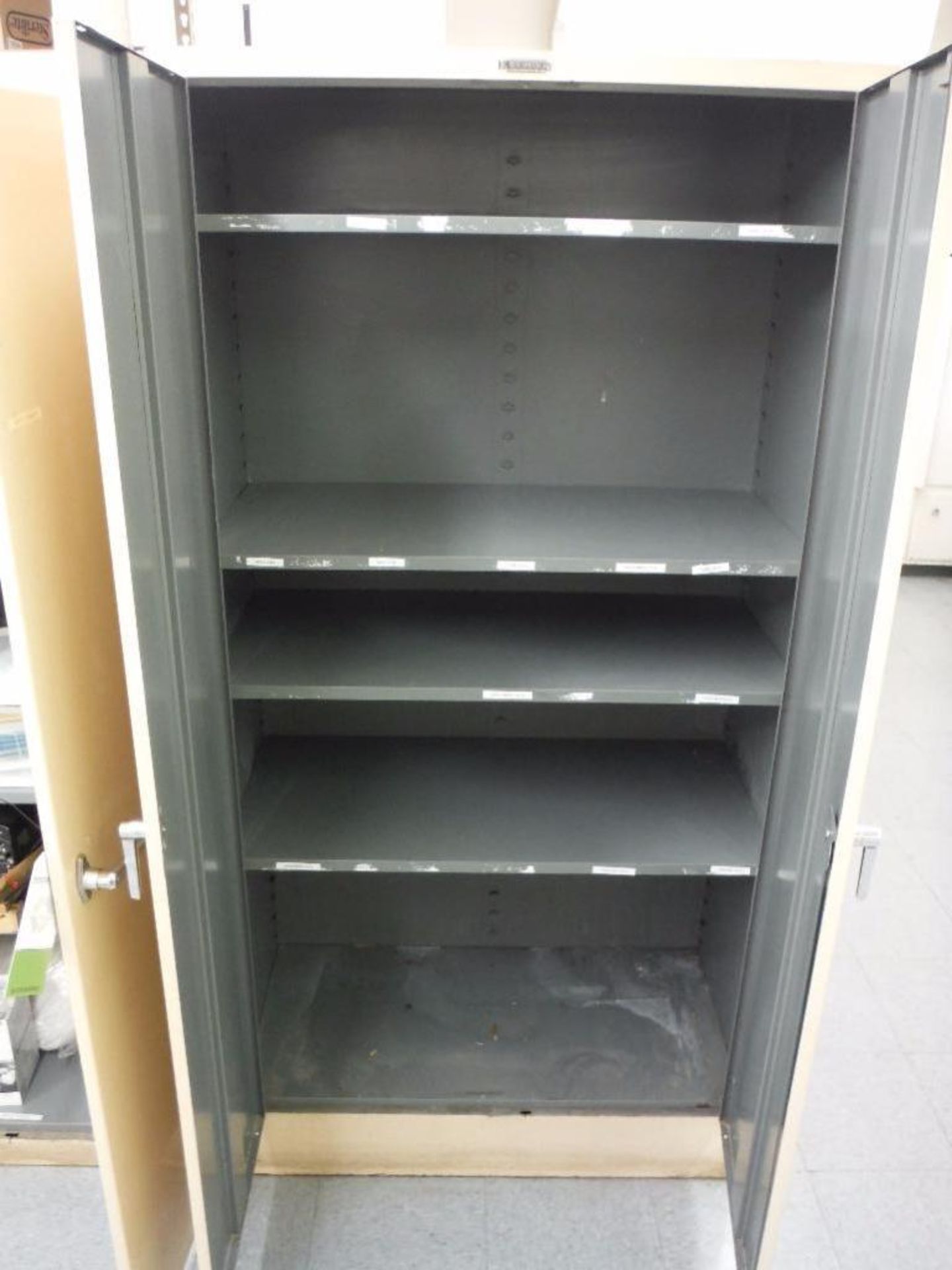 2 drawer filing cabinet, (2) 2-door cabinets and contents, misc. office supplies ** Rigging Fee: $50 - Image 7 of 8