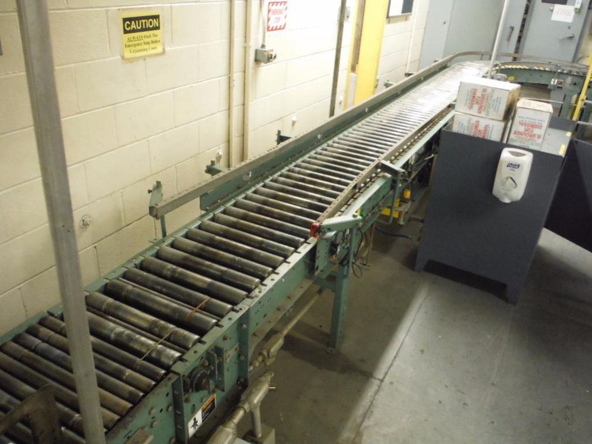 Hytrol powered roller conveyor, 126 ft. long x 15 in. wide, with (2) 90 degree turns, motors and - Image 2 of 13