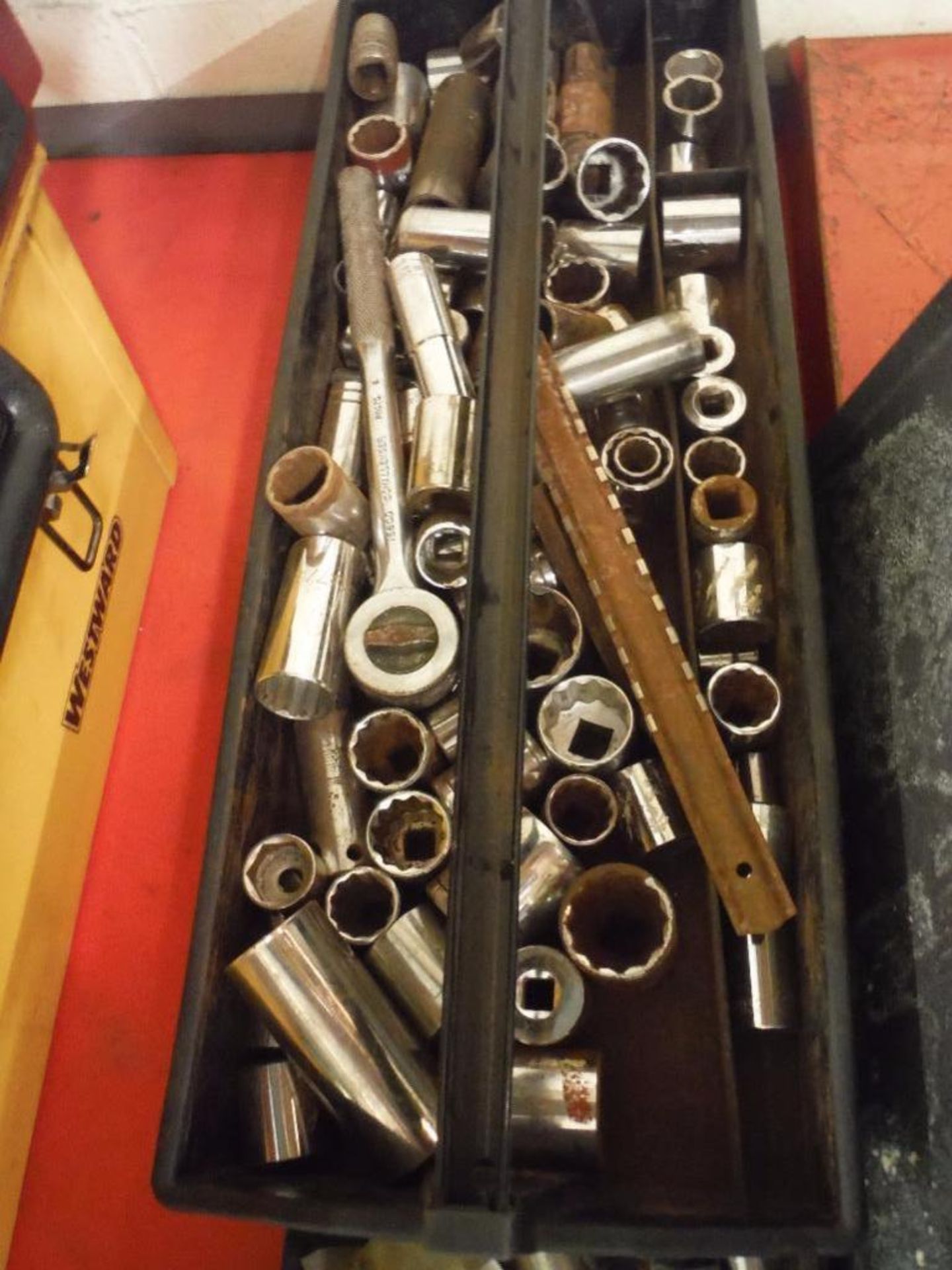 Misc. sockets and wrenches, 2 trays ** Rigging Fee: $5 ** - Image 2 of 3