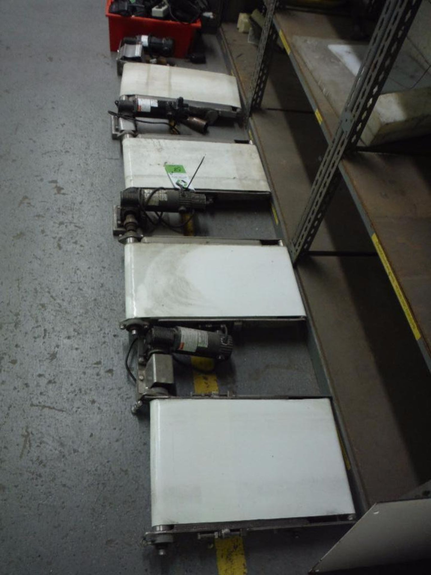 Belt conveyor, SS bed, 21 in. long x 12.5 in. wide, DC drive motor (EACH) ** Rigging Fee: $50 **