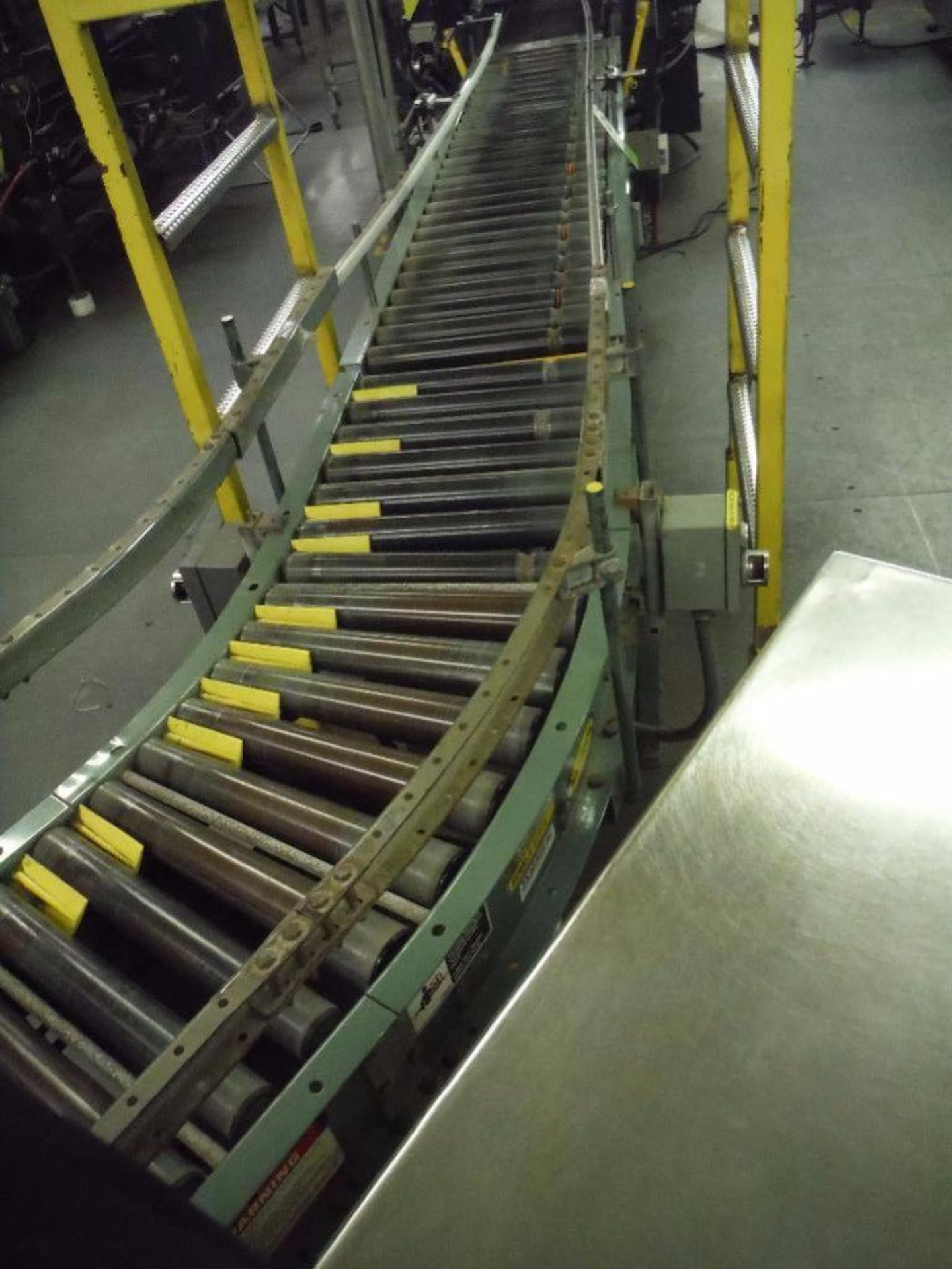 Hytrol 45 degree powered roller conveyor, 11 ft. long x 15 in. wide, motor and drive, mild steel - Image 2 of 5