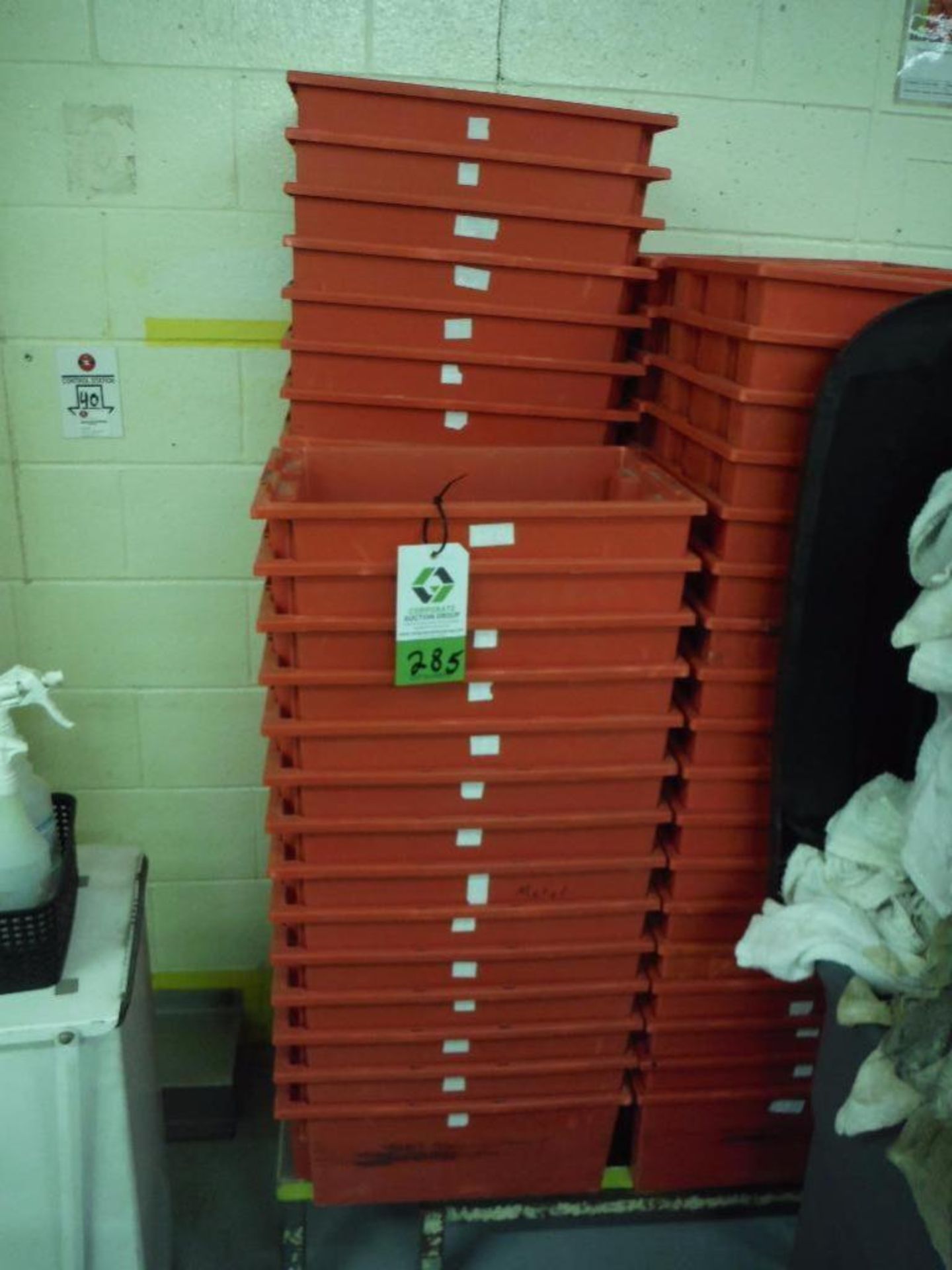 Approx. 140 stackable poly tubs, 19 in. long x 14 in. wide x 8 in. tall ** Rigging Fee: $50 ** - Image 4 of 4